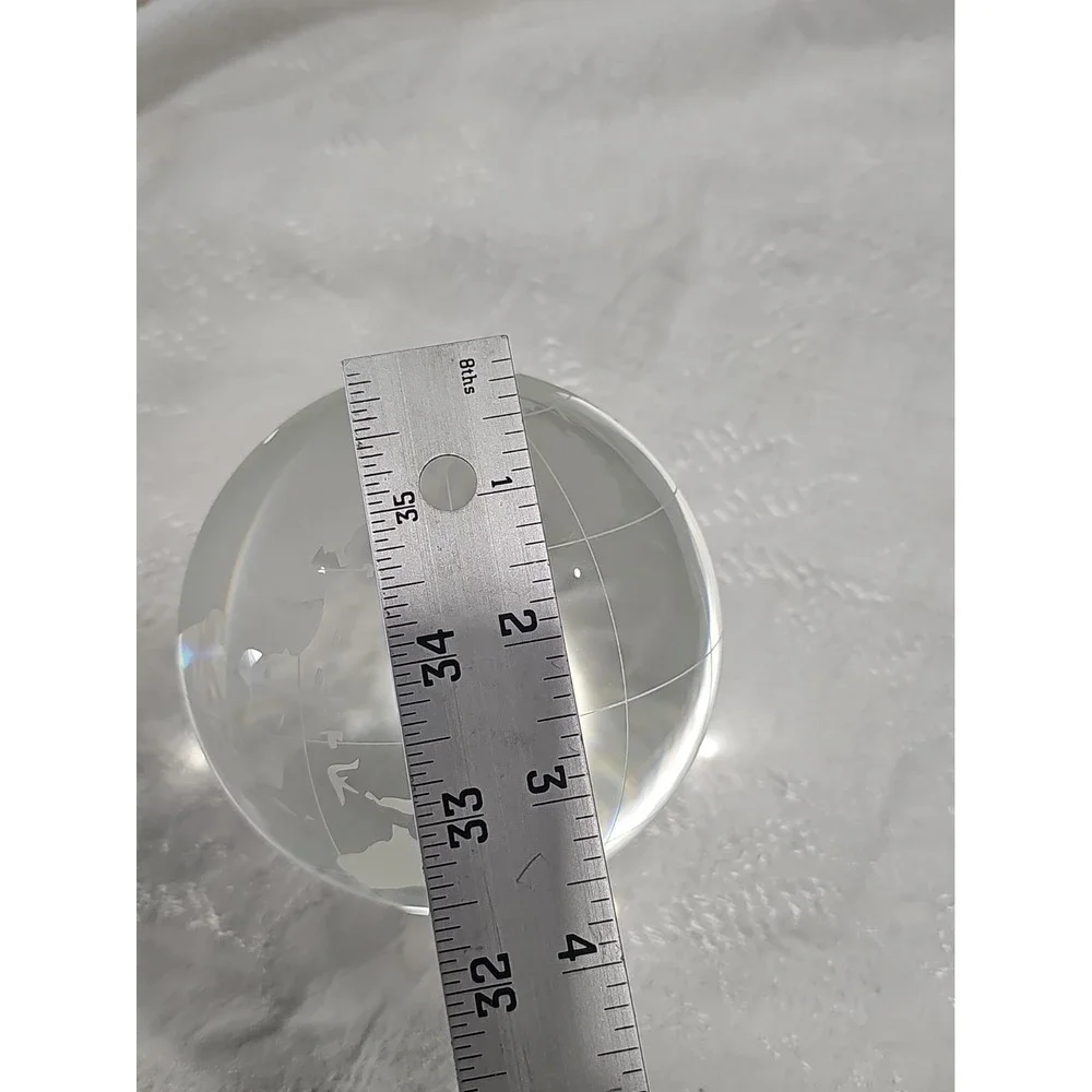 Vintage World Globe Paperweight Clear Frosted Glass Ball 3